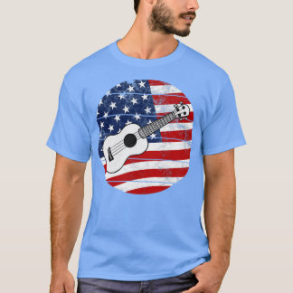 Ukulele USA Flag Ukulelist Musician 4th July T-Shirt