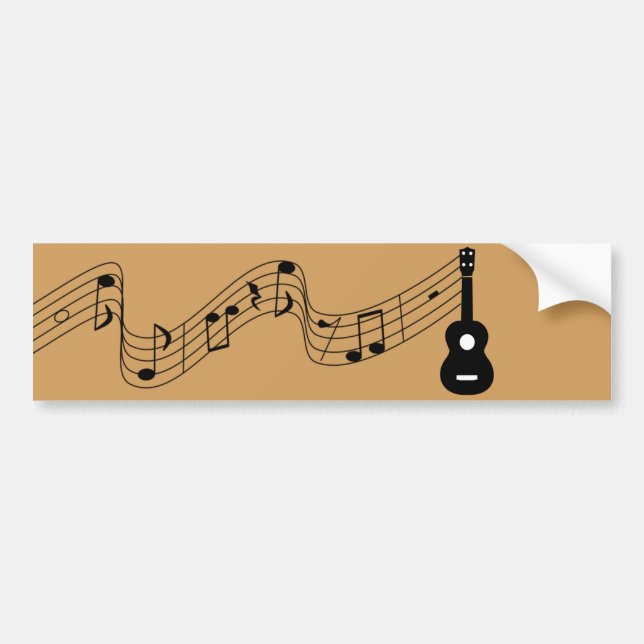 Ukulele with Music Notes Bumper Sticker (Front)