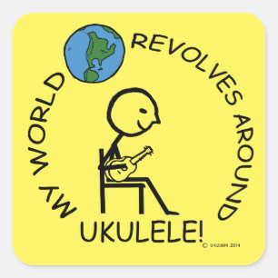 Ukulele - World Revolves Around Square Sticker