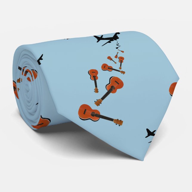 Ukuleles being dropped from a plane neck tie (Rolled)