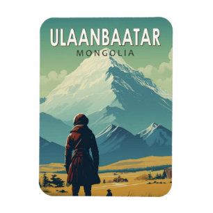 Ulaanbaatar Mongolia Travel Art Vintage Magnet