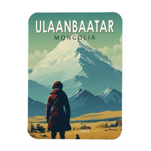 Ulaanbaatar Mongolia Travel Art Vintage Magnet
