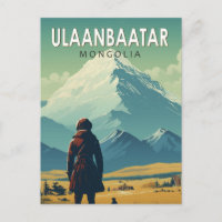 Ulaanbaatar Mongolia Travel Art Vintage
