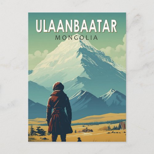 Ulaanbaatar Mongolia Travel Art Vintage Postcard