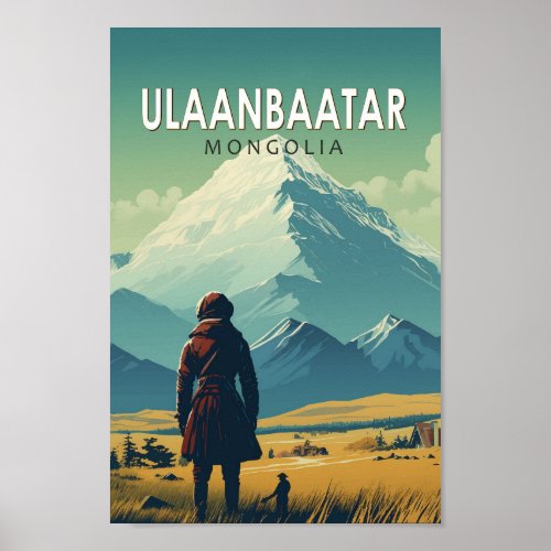 Ulaanbaatar Mongolia Travel Art Vintage Poster
