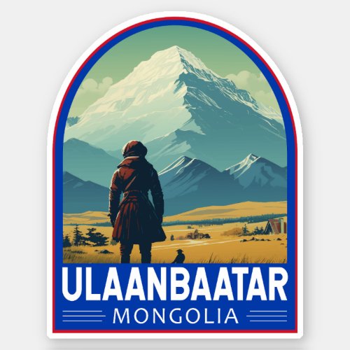 Ulaanbaatar Mongolia Travel Art Vintage Sticker