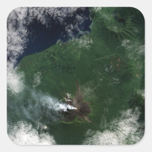 Ulawun Volcano of New Britain Summit Square Sticker