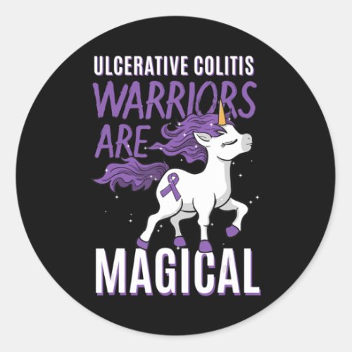Ulcerative Colitis Awareness IBD Unicorn Purple Ri Classic Round Sticker