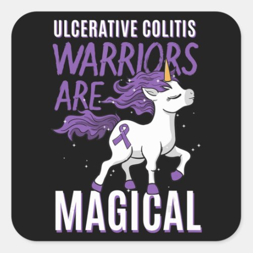 Ulcerative Colitis Awareness IBD Unicorn Purple Ri Square Sticker