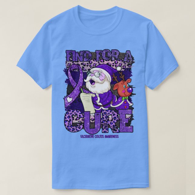 Ulcerative Colitis Awareness leopard christmas cur T-Shirt (Design Front)