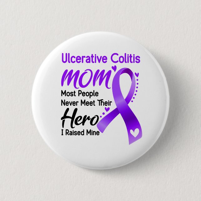 Ulcerative Colitis Awareness Month Ribbon Gifts Button (Front)