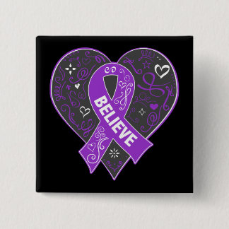 Ulcerative Colitis Believe Ribbon Heart Pinback Button