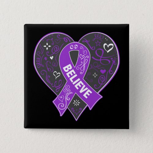 Ulcerative Colitis Believe Ribbon Heart Pinback Button