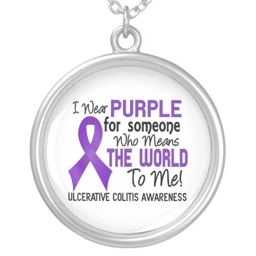 Ulcerative Colitis Means World To Me 2 Silver Plated Necklace