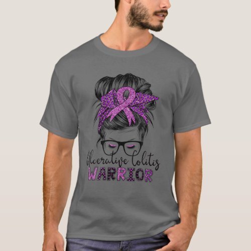 Ulcerative Colitis Warrior Messy Hair Bun For Wome T_Shirt