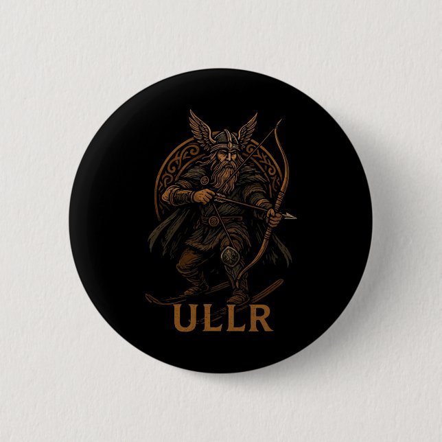 Ullr Norse God Of Archery And Skiing  Button (Front)