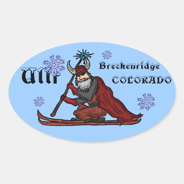 Ullr snow god Breckenridge Colorado stickers (Front)