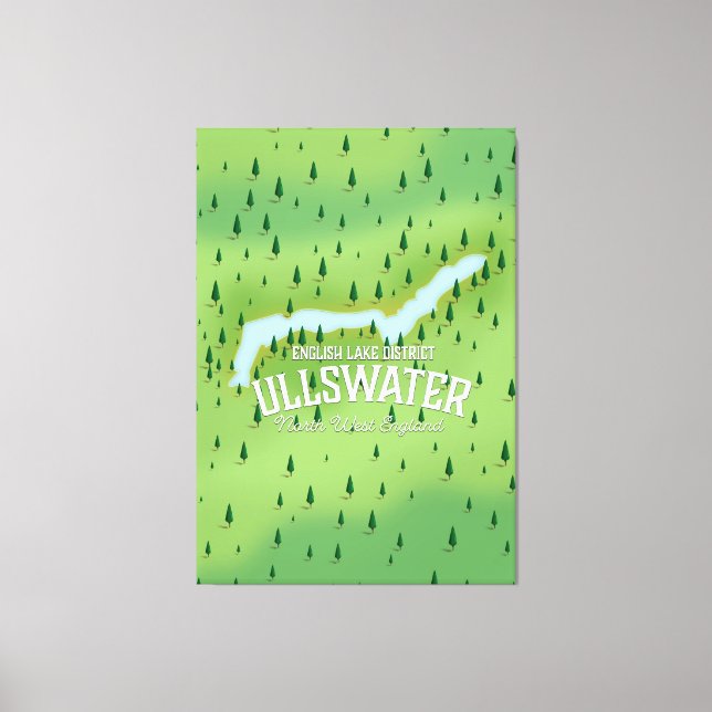 Ullswater lake district travel map poster. canvas print (Front)