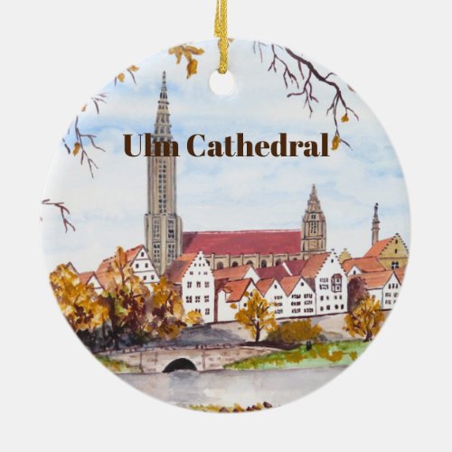 Ulm Cathedral in Germany by Farida Greenfield Ceramic Ornament