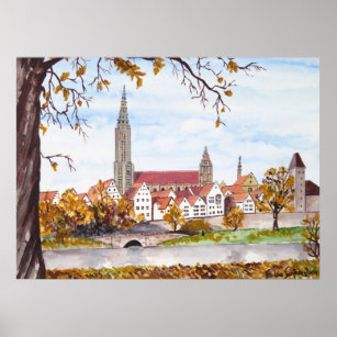 Ulm Cathedral in Germany by Farida Greenfield Poster