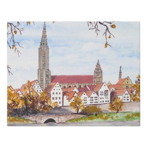 Ulm Cathedral in Germany Painting Square  Faux Canvas Print
