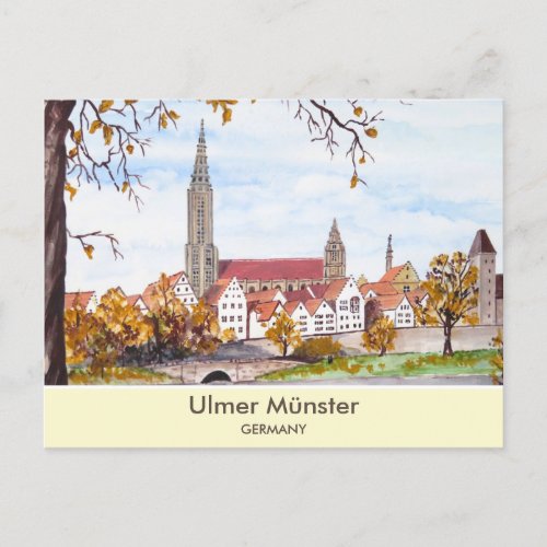 Ulm Cathedral in Germany Painting Square Postcard
