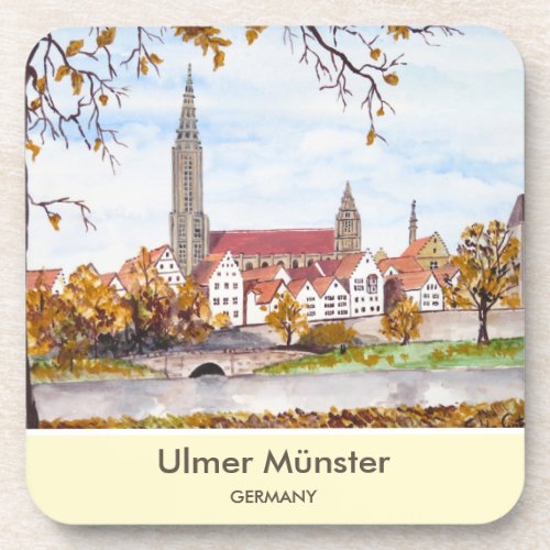 Ulm Minster Germany Painting by Farida Greenfield Beverage Coaster