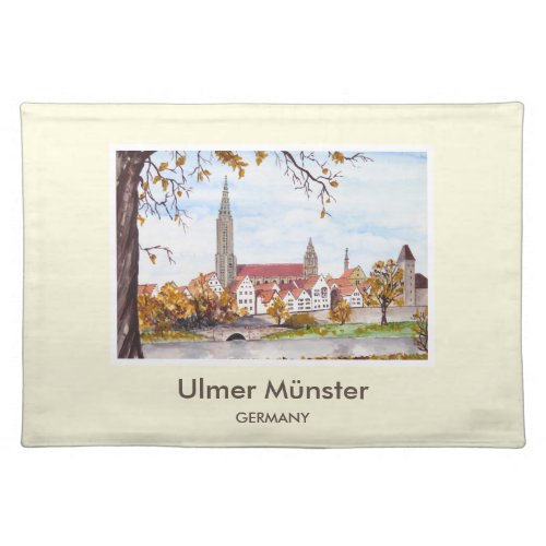 Ulm Minster Germany Painting by Farida Greenfield Cloth Placemat
