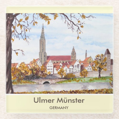 Ulm Minster Germany Painting by Farida Greenfield Glass Coaster