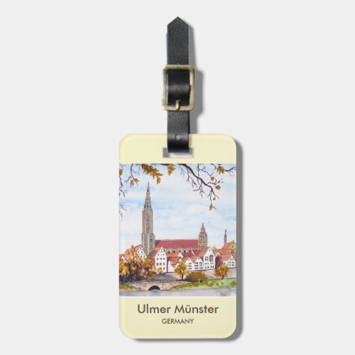 Ulm Minster Germany Painting by Farida Greenfield Luggage Tag