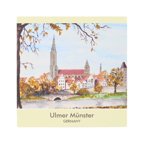 Ulm Minster Germany Painting by Farida Greenfield Metal Print