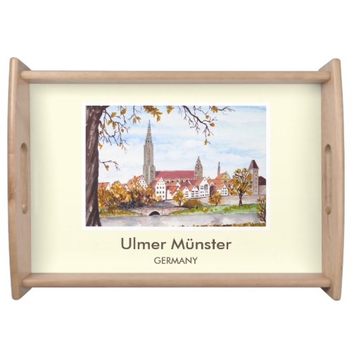 Ulm Minster Germany Painting by Farida Greenfield Serving Tray
