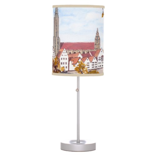Ulm Minster Germany Painting by Farida Greenfield Table Lamp