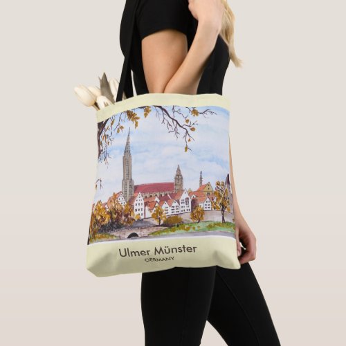Ulm Minster Germany Painting by Farida Greenfield Tote Bag