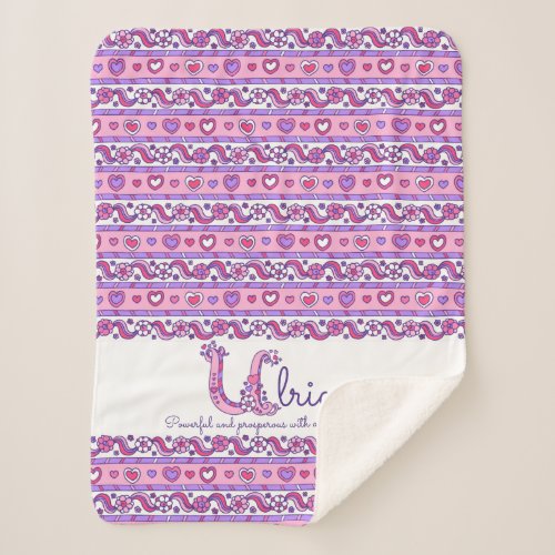 Ulrica name meaning hearts and flower art blanket
