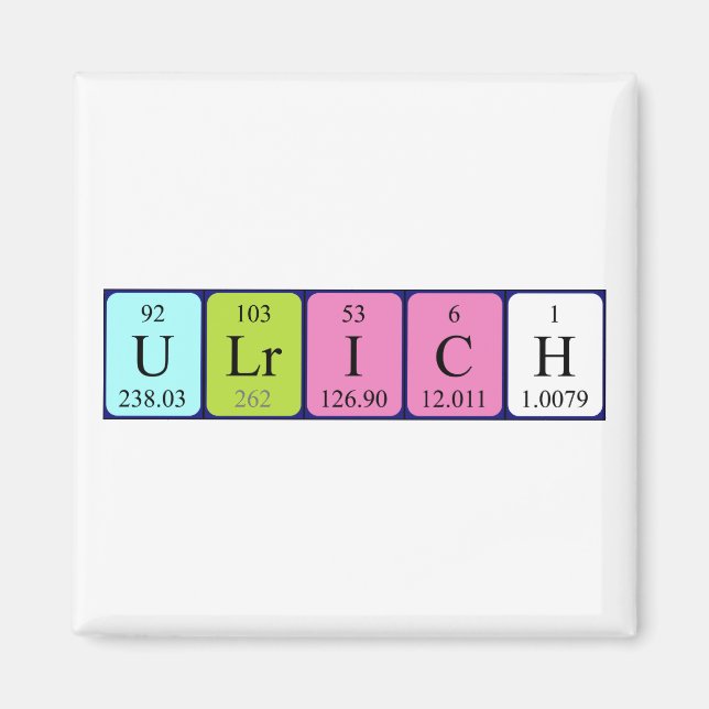 Ulrich periodic table name magnet (Front)