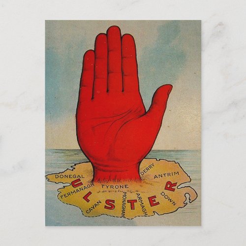 Ulster Red Hand  Map Postcard