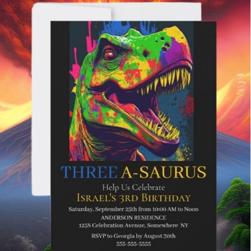 Ultimate Adventure with Dino Happy T_Rex Invitation