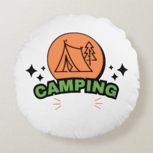 Ultimate Camping Adventure   Nature Escape & Outdo Round Pillow
