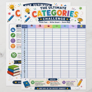 Ultimate Categories Challenge Printable Game Letterhead
