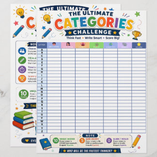 Ultimate Categories Challenge Printable Game Letterhead