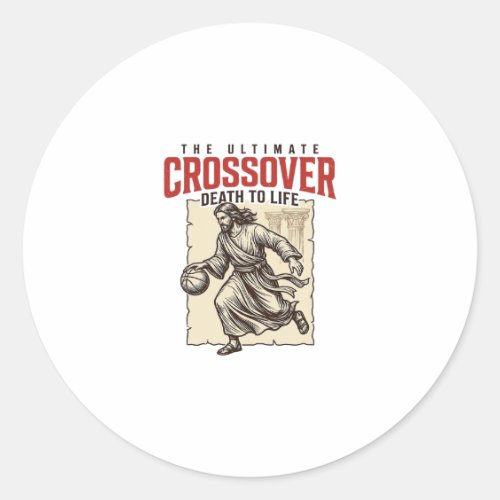 Ultimate Crossover Christian Basketball Vintage Classic Round Sticker