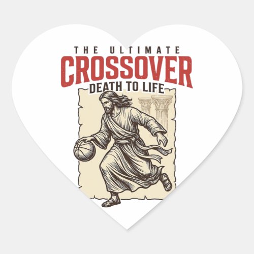 Ultimate Crossover Christian Basketball Vintage Heart Sticker