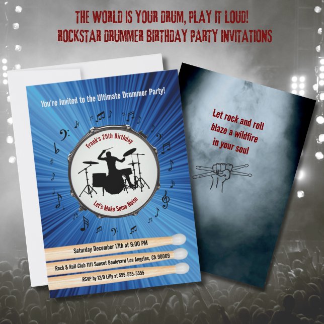 Ultimate Drummer Birthday Party Invitations (Ultimate Drummer Birthday Party Invitations)