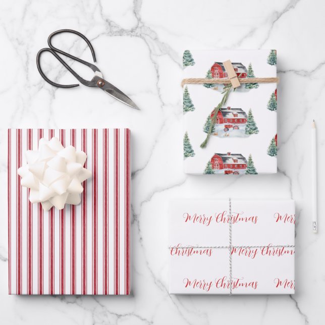 Ultimate Farmhouse Christmas Collection Gift Wrapping Paper Sheets (Front)