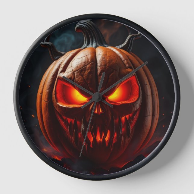 Ultimate Fiery Pumpkin Horror Clock (Front)