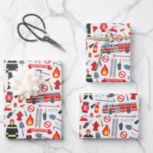 Ultimate Firefighter - Heroic Fire Rescue Theme Wrapping Paper Sheets