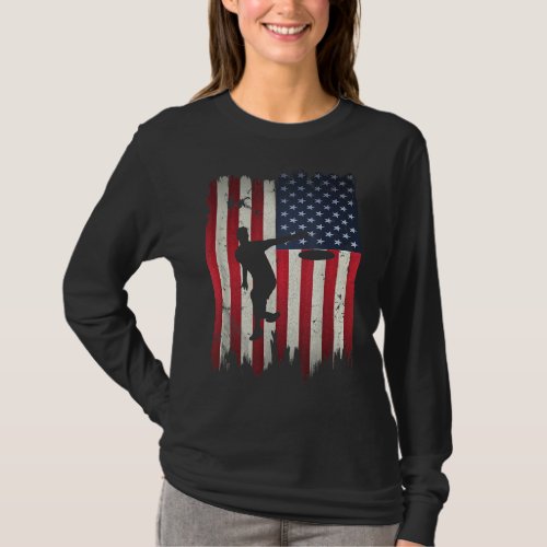 Ultimate Frisbee Disc Golf USA American Flag 4th o T_Shirt