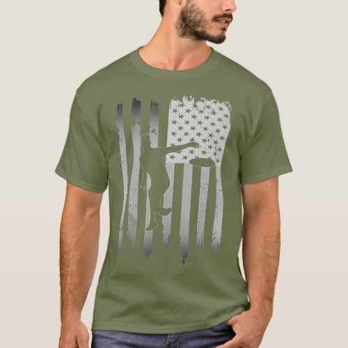 Ultimate Frisbee Disc Golf USA American Flag 4th T_Shirt