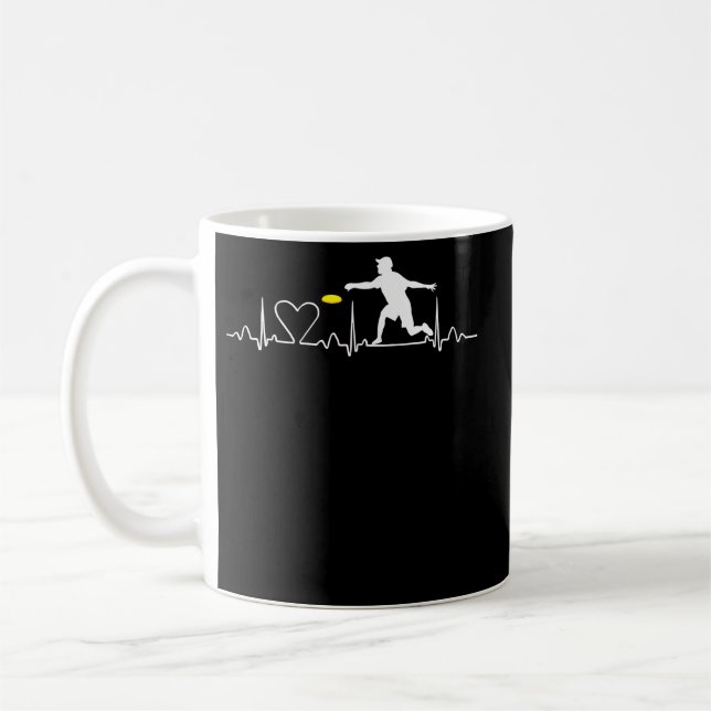 Ultimate Frisbee Heartbeat Disk Golf Coffee Mug (Left)